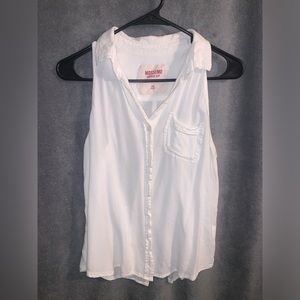 Mossimo Supply Co. white button down sleeveless collared shirt size medium
